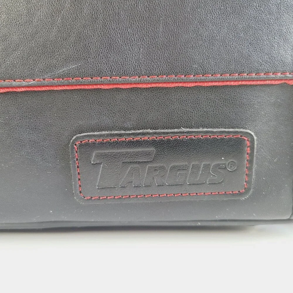 Targus Black Leather Laptop Bag With Shoulder Strap & Multiple Compartments